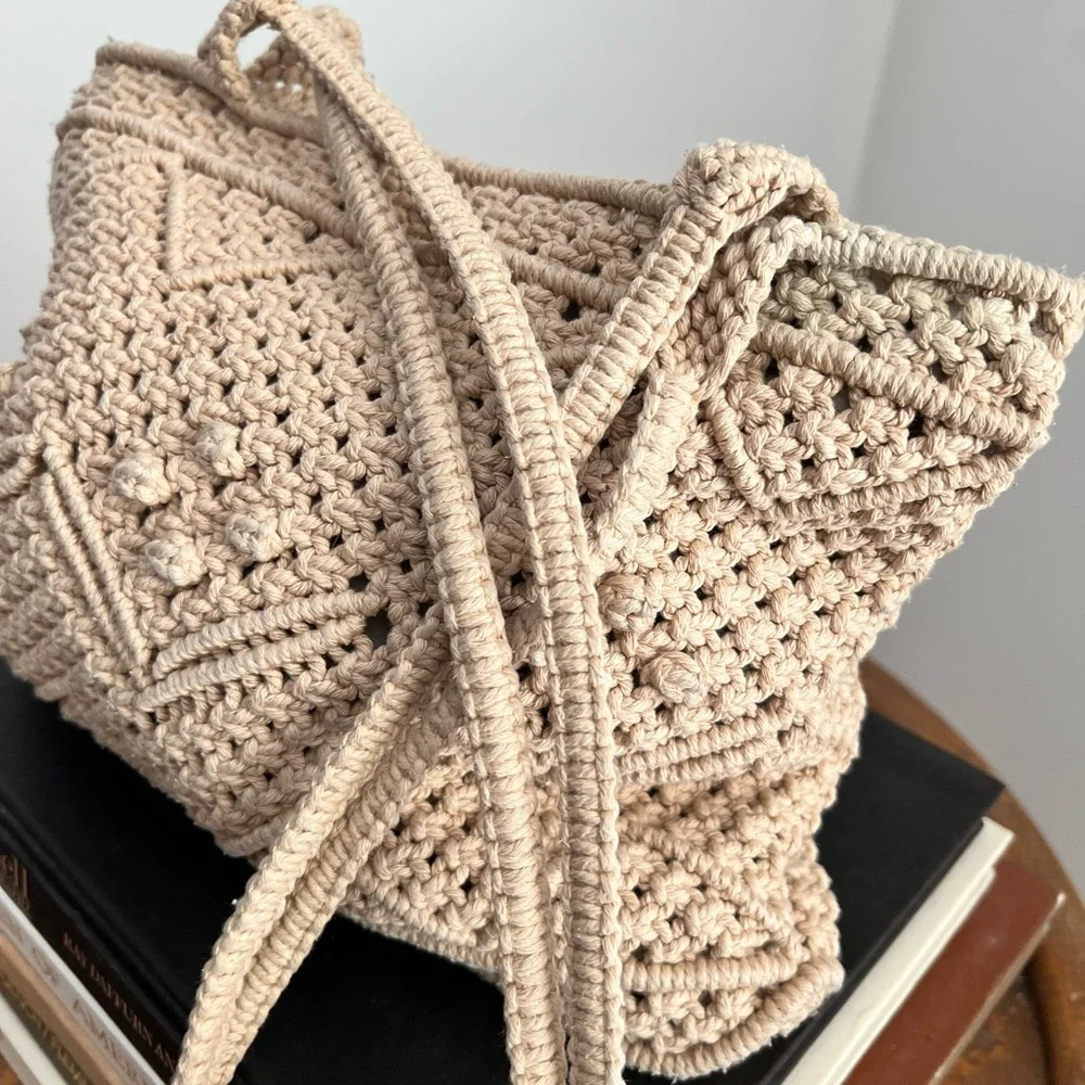 Cappelli Handcrafted Beige Crochet Bag Spring Summer Festival Season